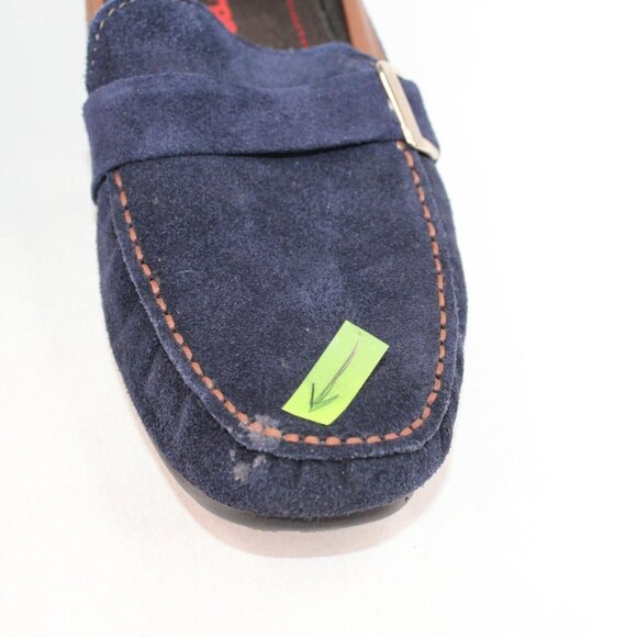 Gerpa Mens Sz 11.5M Navy Blue Leather Suede Buckle Slide On Driving Loafers Shoe - Picture 5 of 12